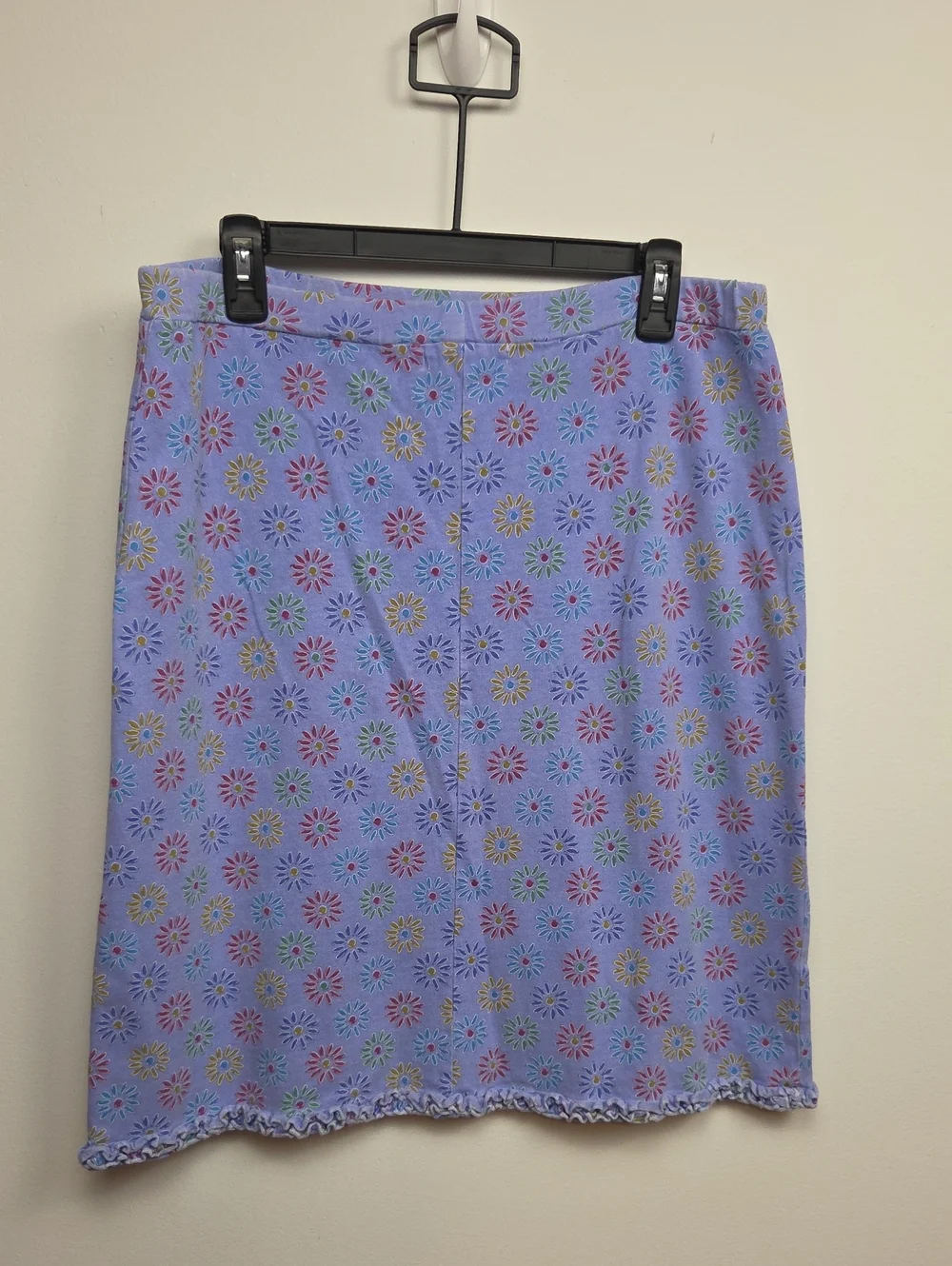Vintage Y2K 90s Fresh Produce Lavender Daisy Floral PullOn Skirt USA Made Cotton